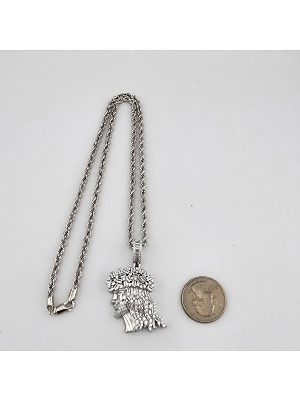 Brand New Sterling Silver 925 Jesus Side Face Necklace